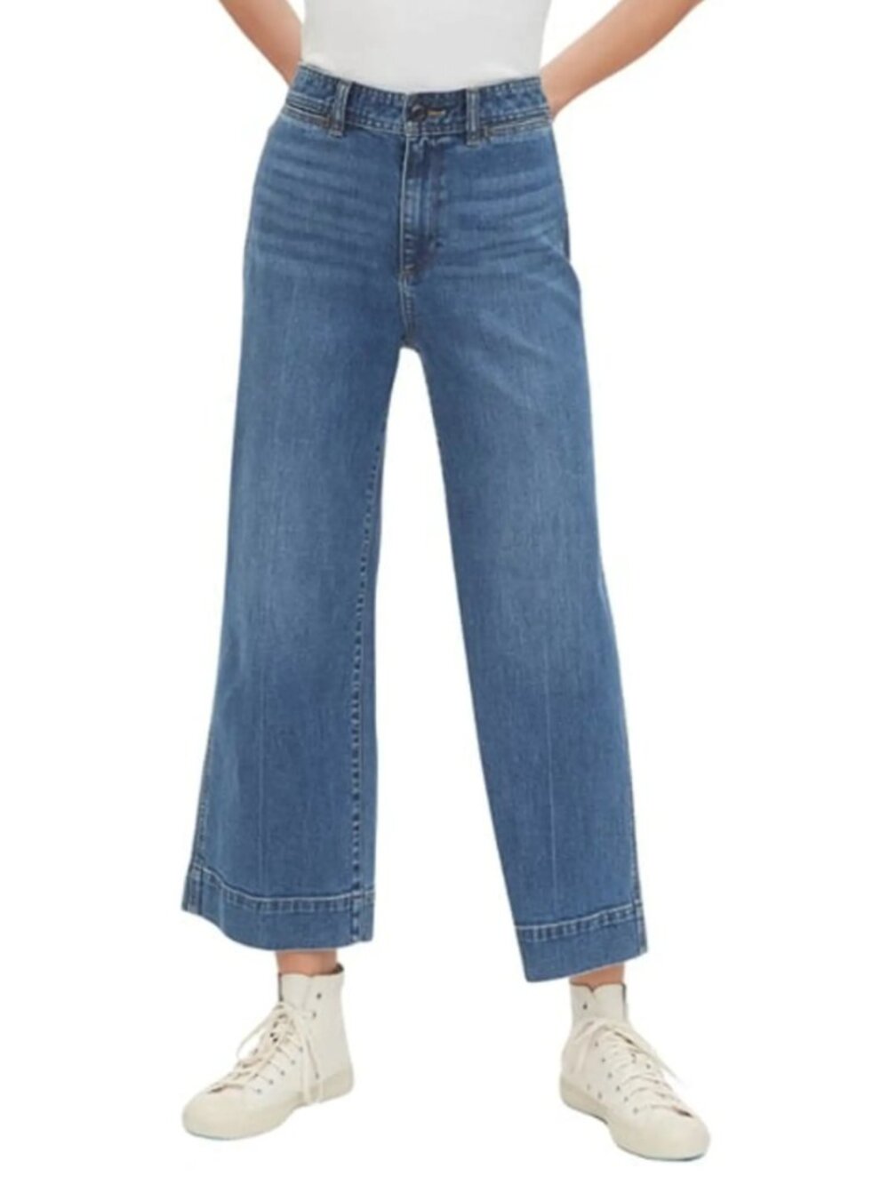 Gap wide leg cropped jeans medium indigo size 27